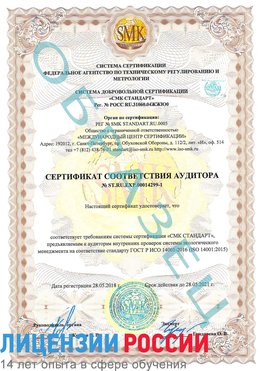 Образец сертификата соответствия аудитора №ST.RU.EXP.00014299-1 Романовская Сертификат ISO 14001